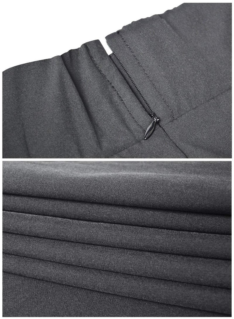 RANPHEE Gray Skirt Women Faldas Largas de Mujer Elegantes Fall Casual Long Pleated Flowy Fit and Flare Swing A Line Flattering Skirts to Hide Tummy M - Image 5